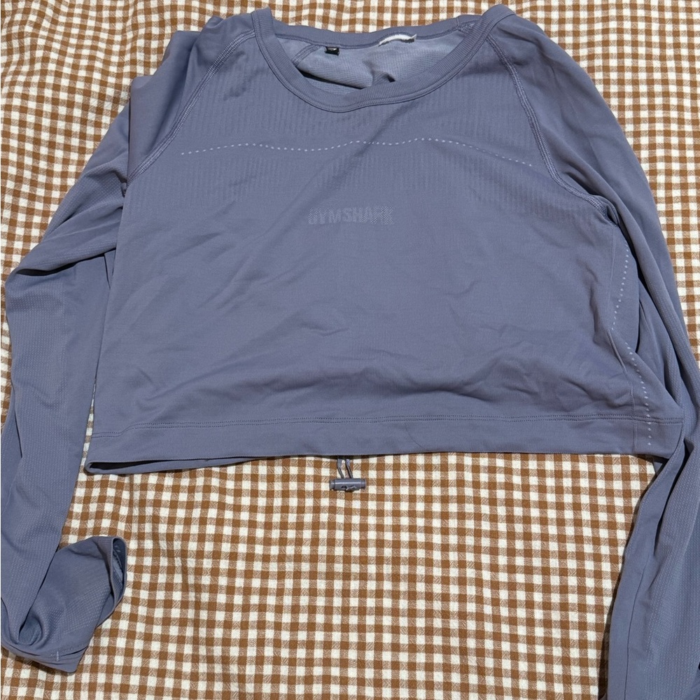 Gymshark Blue/Grey Cropped Long Sleeve Top